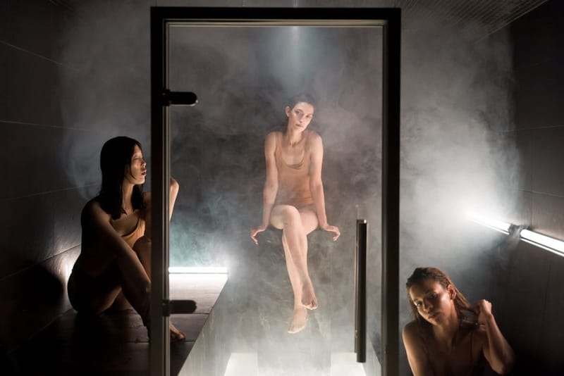 Steam rising in a warm spa environment